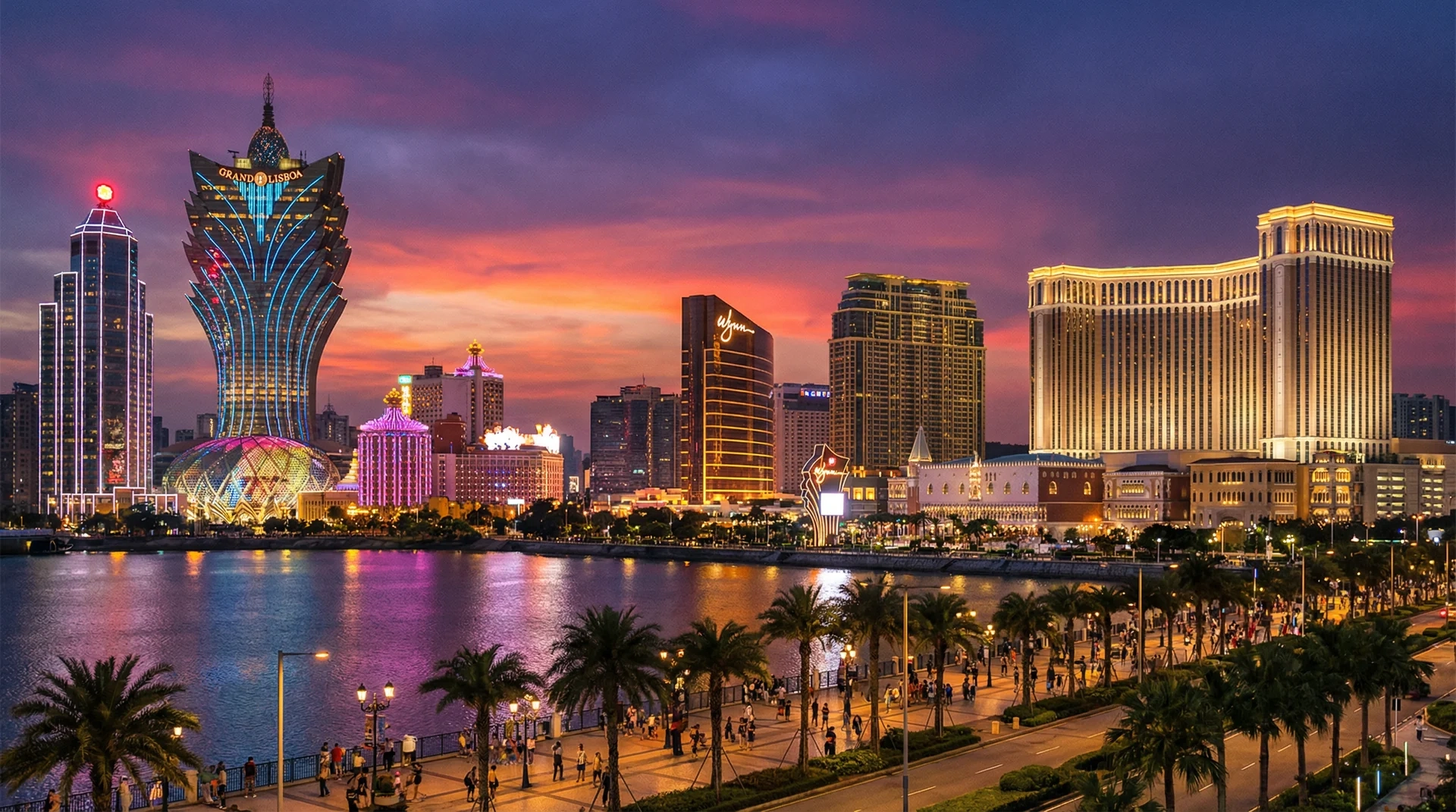 澳门城市夜景与六合彩投注站分布